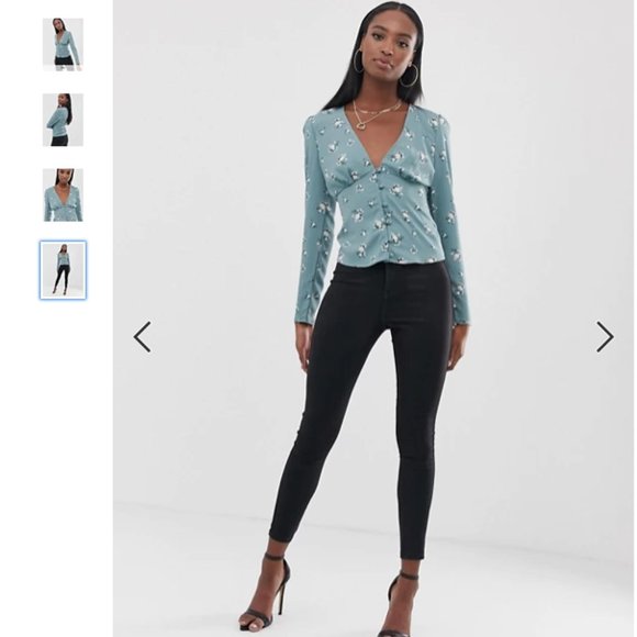 ASOS | Tall button front blouse in ditsy floral - Picture 4 of 4